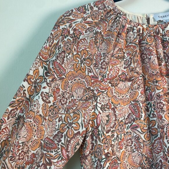 Evereve Tops - Evereve Boho Celeste Chiffon Smocked Puff Sleeve Blouse Top Pink Floral Small
